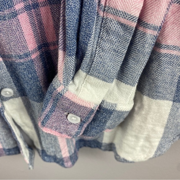 Beachlunchlounge Pink Blue Plaid Rayon Button Down Shirt XS - Picture 8 of 12
